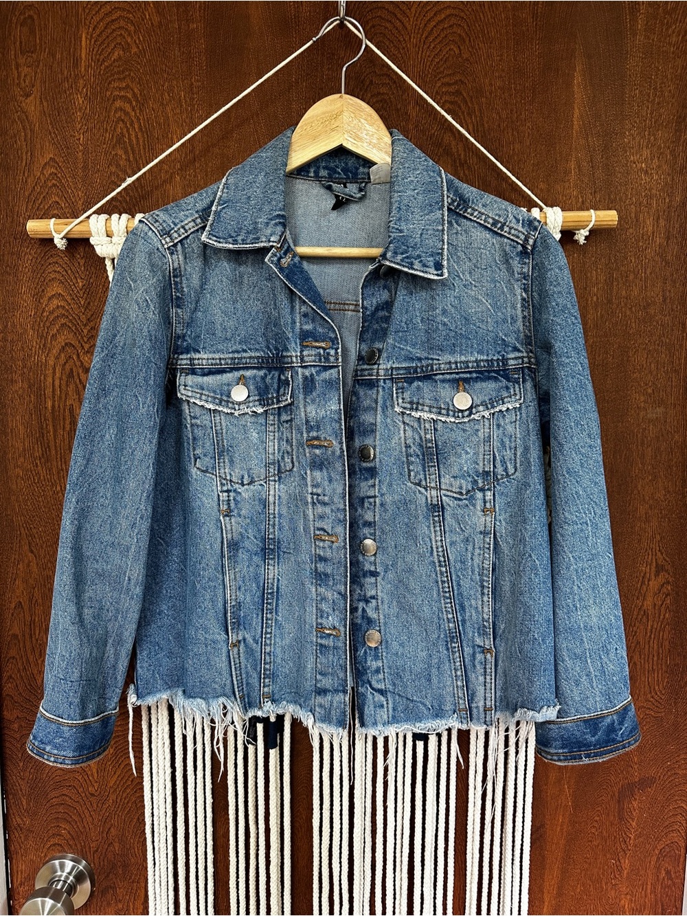 H&M Blue Distressed Denim Jacket